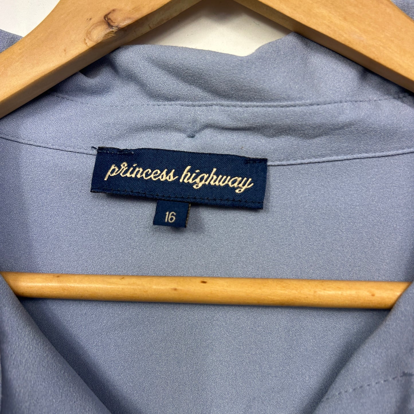 Princess Highway Top Size 16 Blue Long Sleeve Button Up