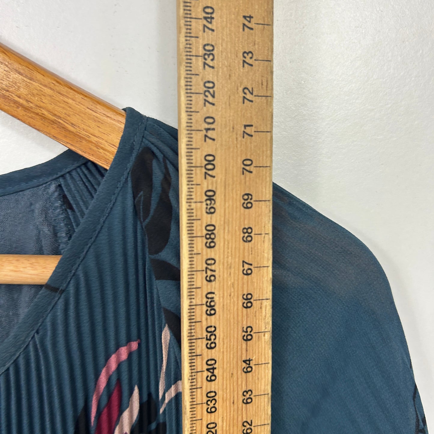 Regatta Teal Floral Pleated Top - Size 16