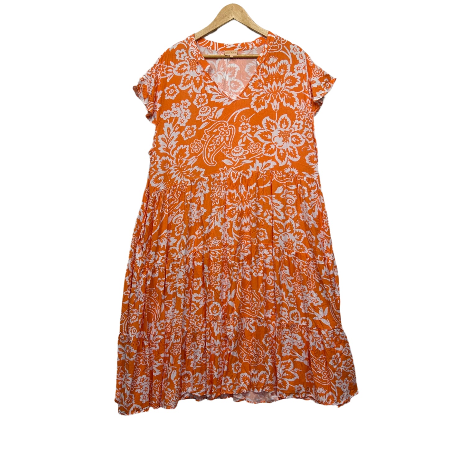Sadie & Sun Dress Size 3XL 20 22 Orange White Pockets
