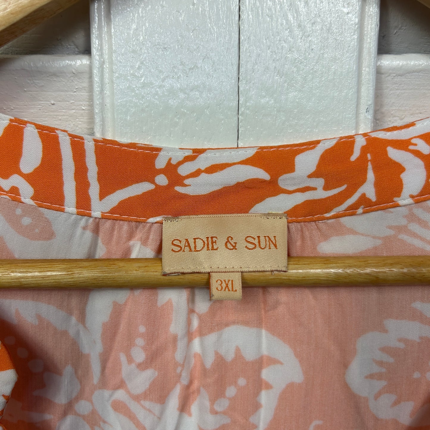 Sadie & Sun Dress Size 3XL 20 22 Orange White Pockets
