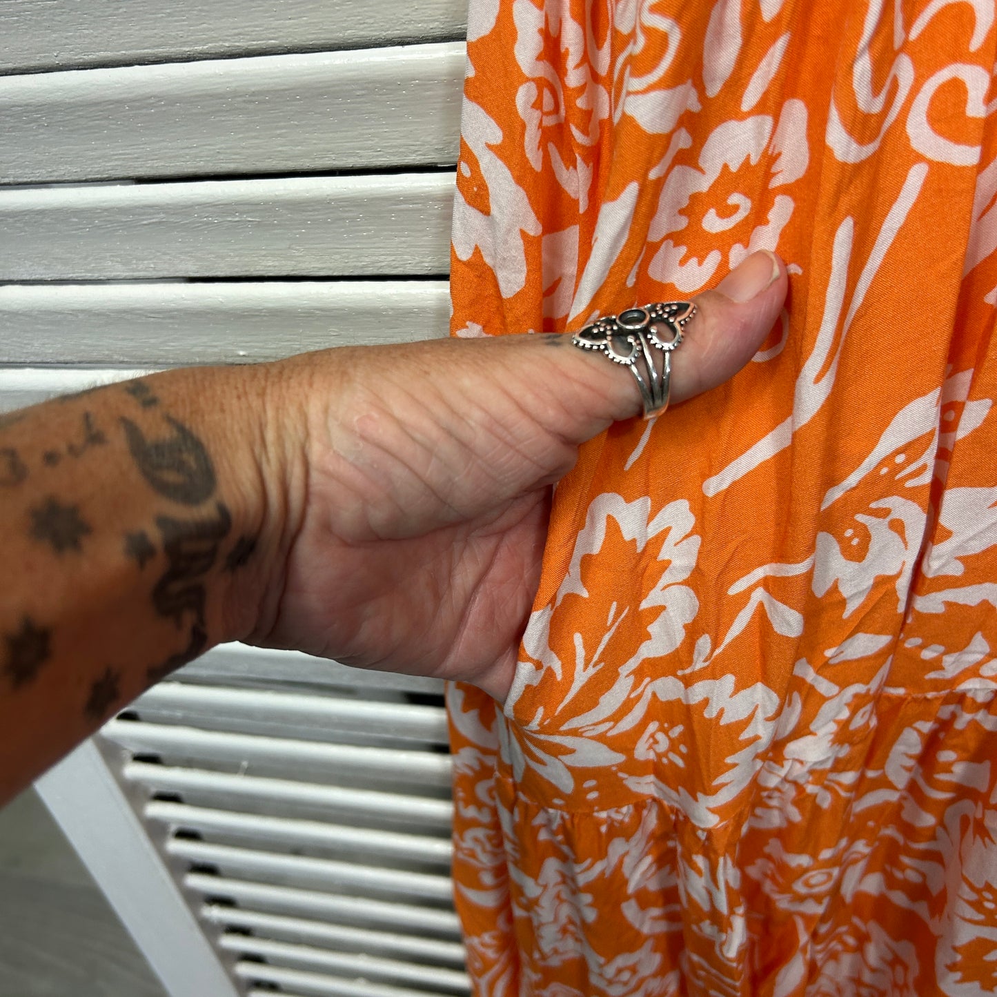 Sadie & Sun Dress Size 3XL 20 22 Orange White Pockets