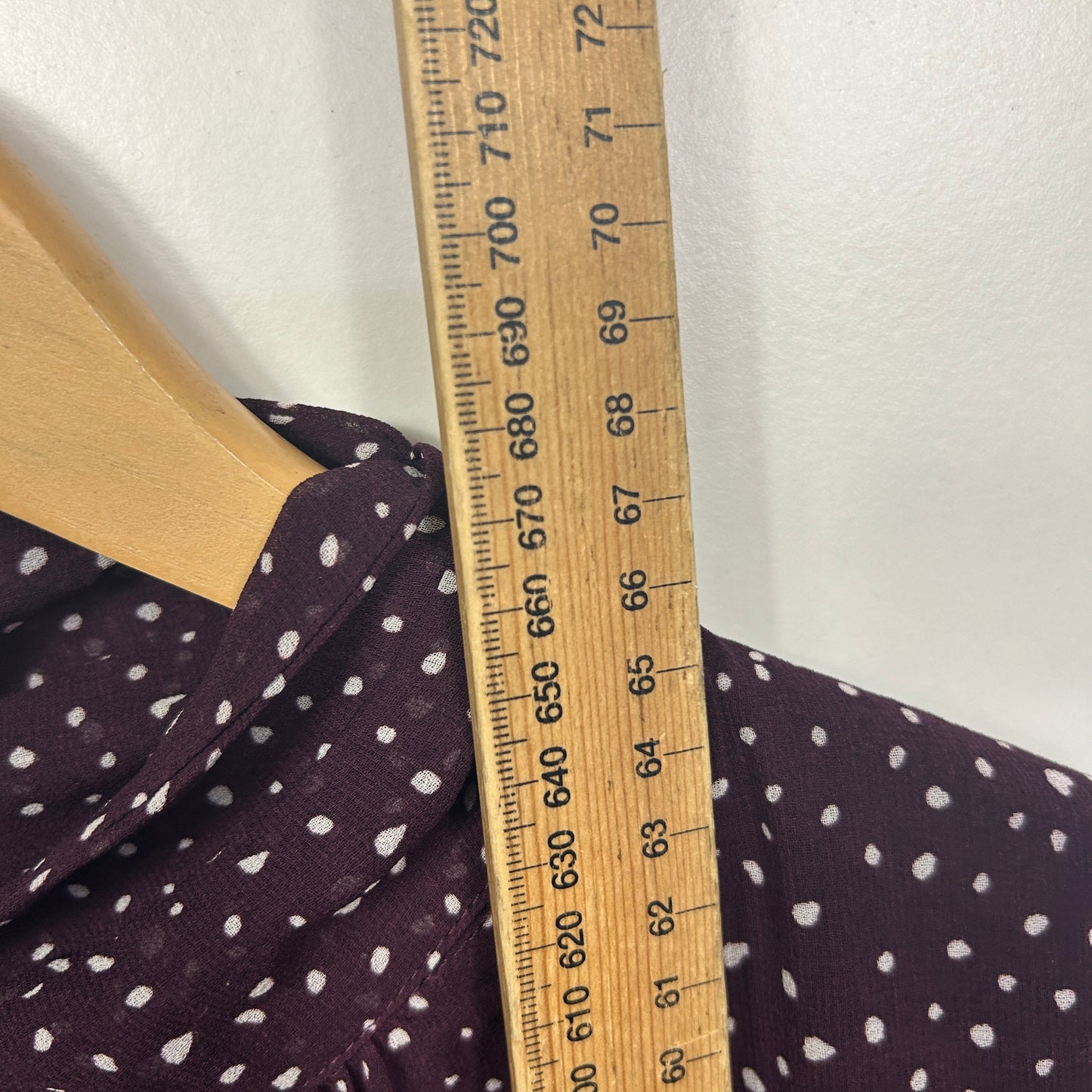 Portmans Maroon Spotted 3/4 Sleeve Top - Size 16