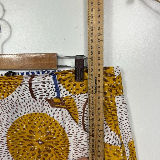 Boom Shankar Mustard African Print Cotton A-line Skirt - Size 12