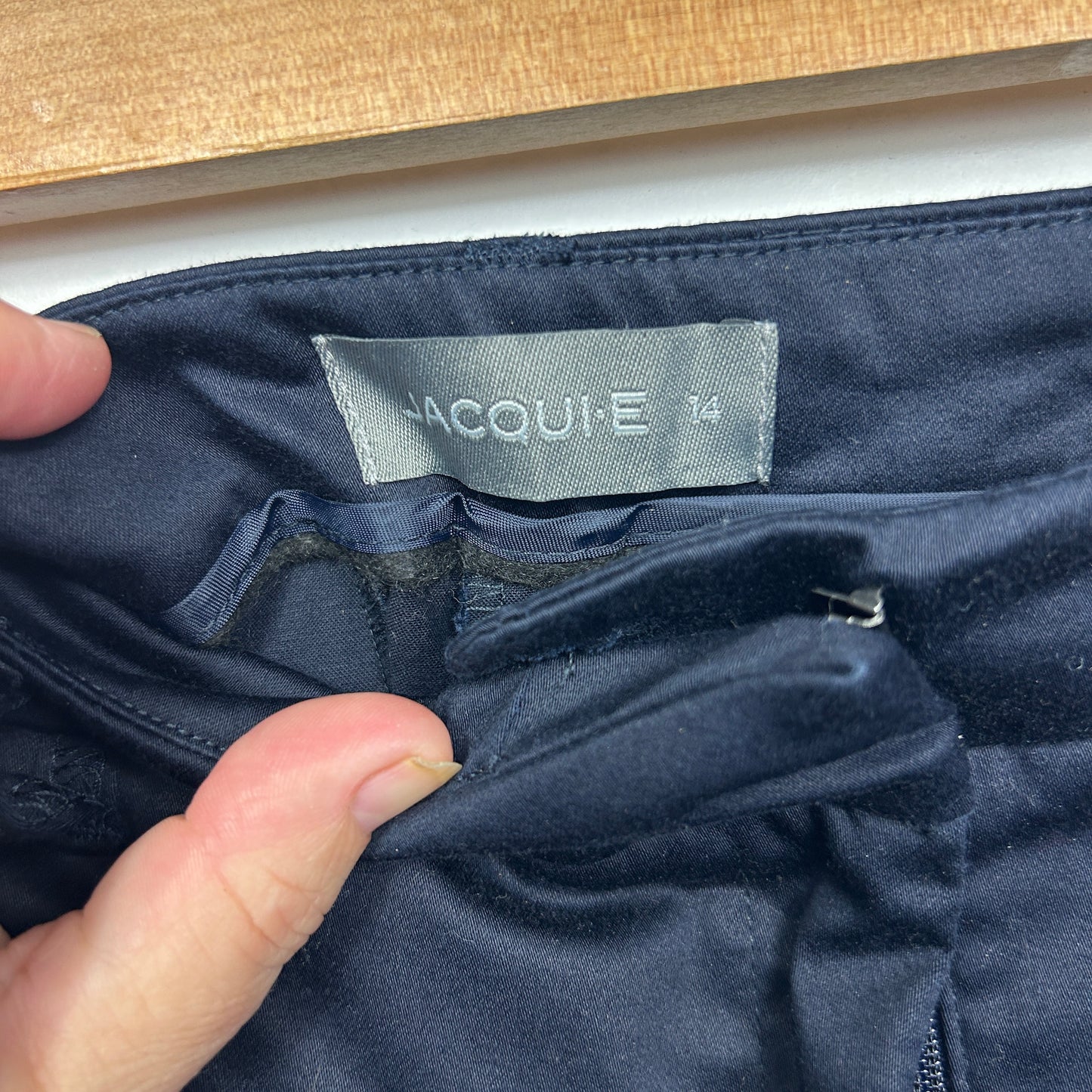 Jacqui E Shorts Size 14 Navy Pockets Zip Fly