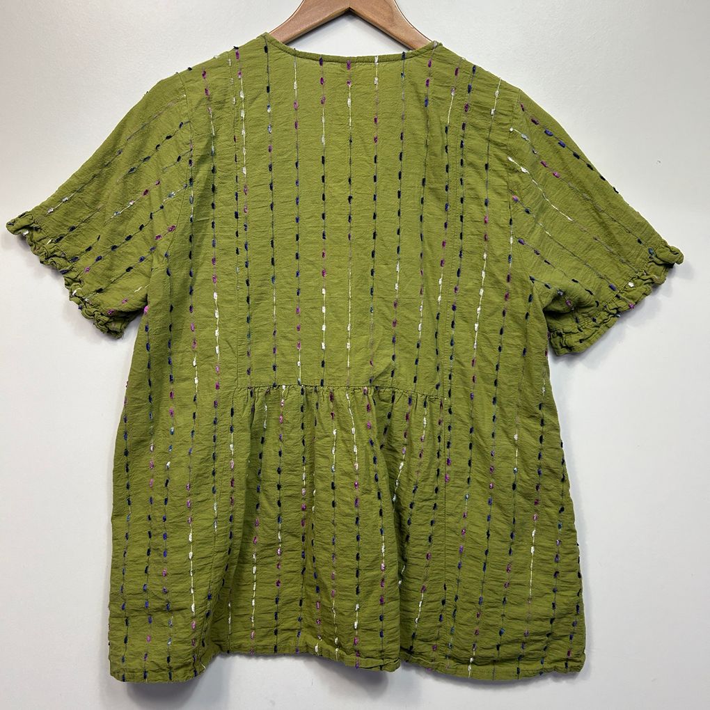 Taking Shape Green Embroidered Cotton Top - Size 14
