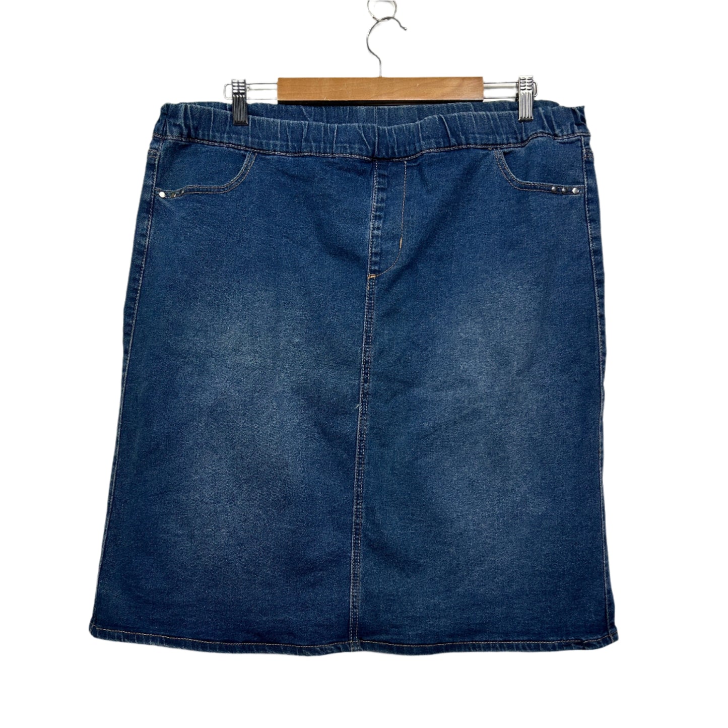 Rockmans Denim Skirt Size 16 Denim Blue Elastic Waist