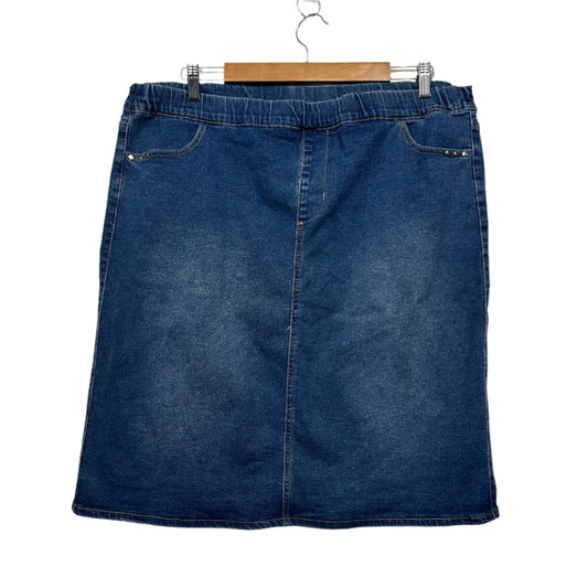 Rockmans Denim Skirt Size 16 Denim Blue Elastic Waist