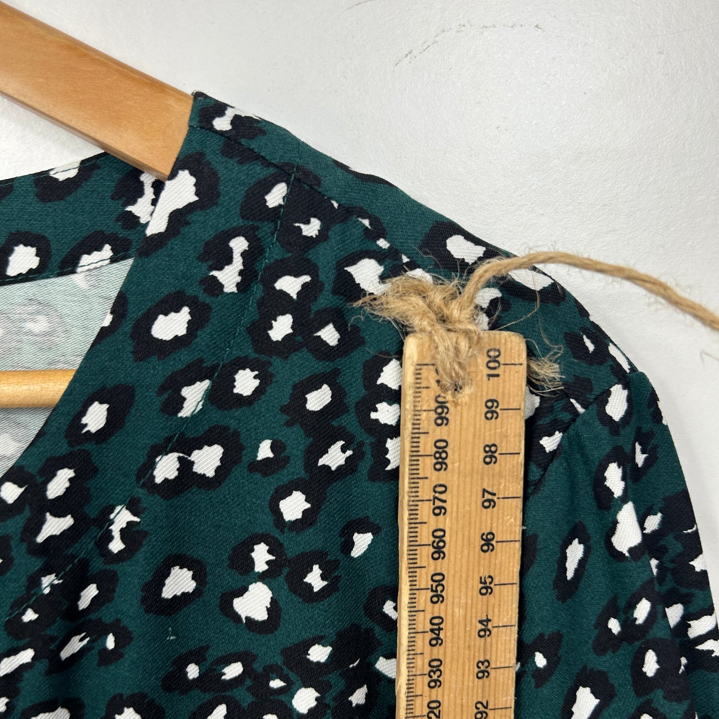 Rockmans Teal & Black Leopard Print Dress - Size 18