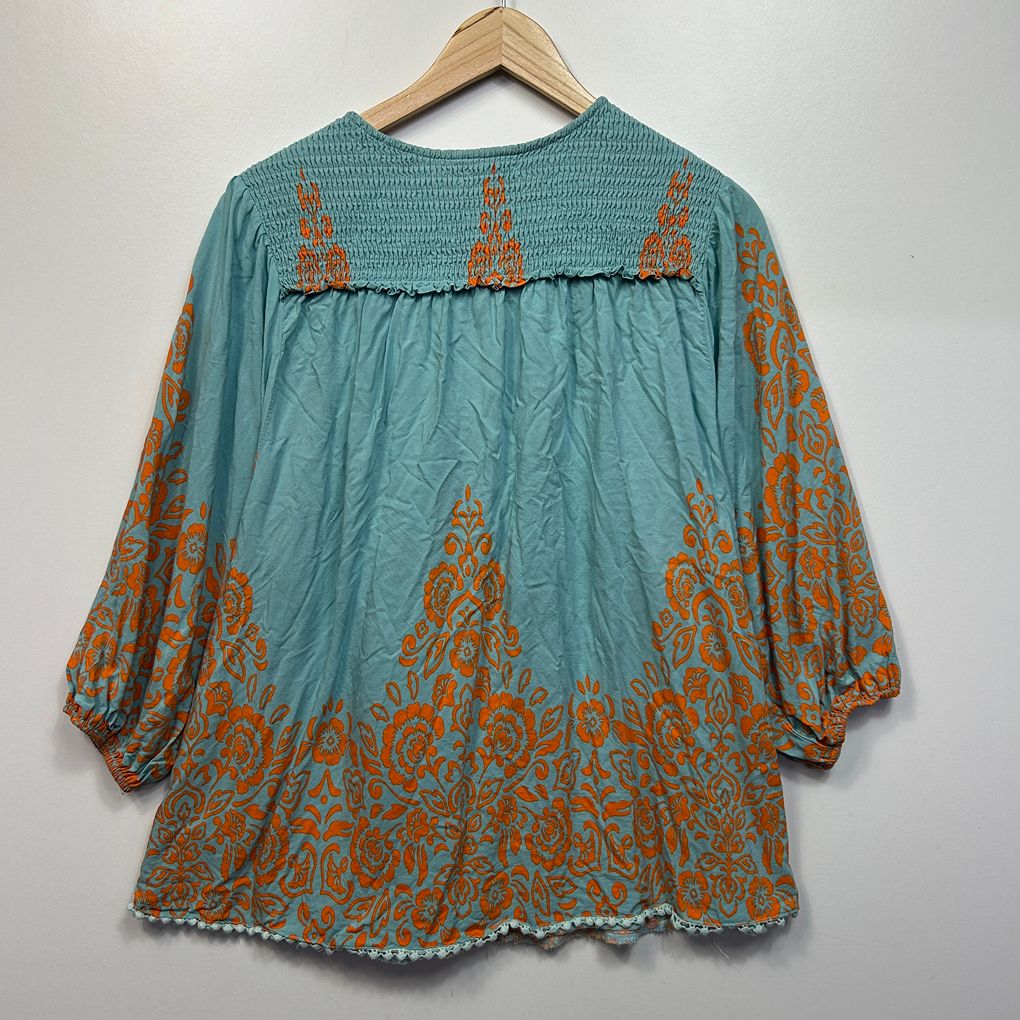 Jaase Teal Boho Top - Size L