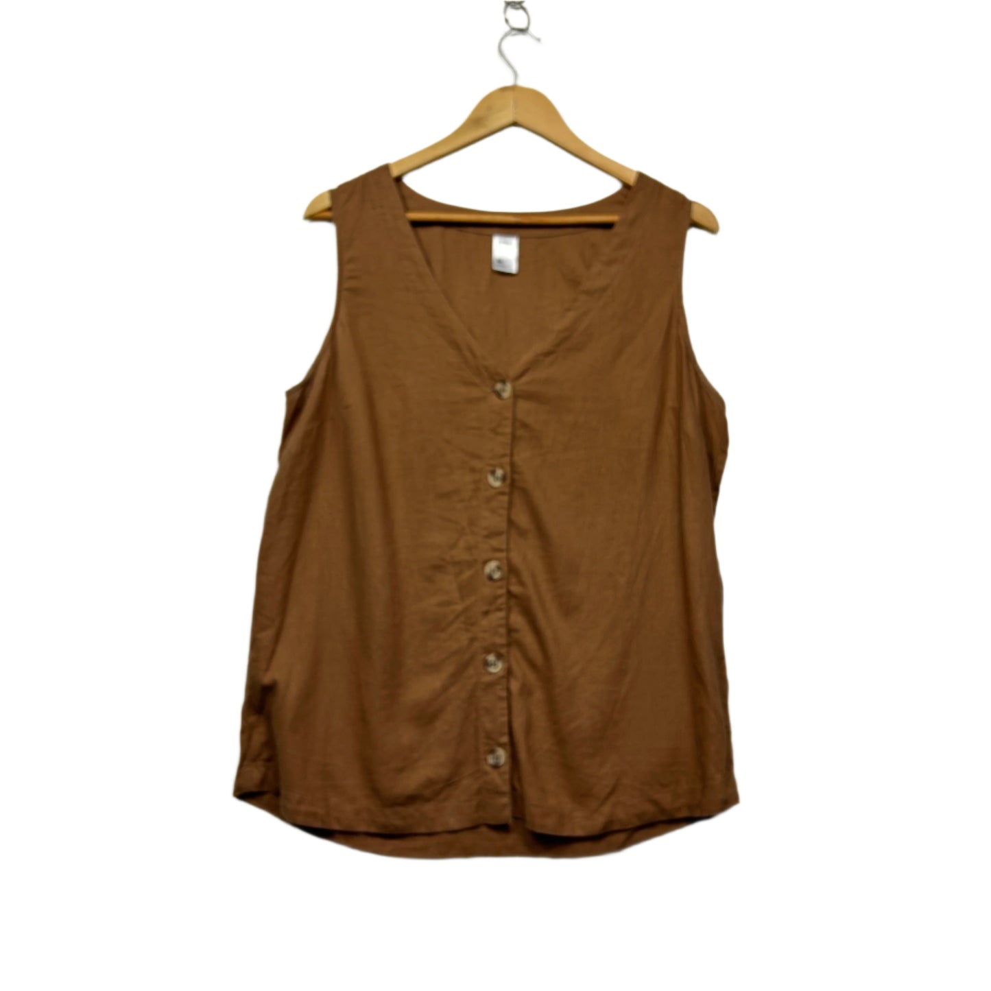 Anko Top Size 16 Sleeveless Linen Blend Tan