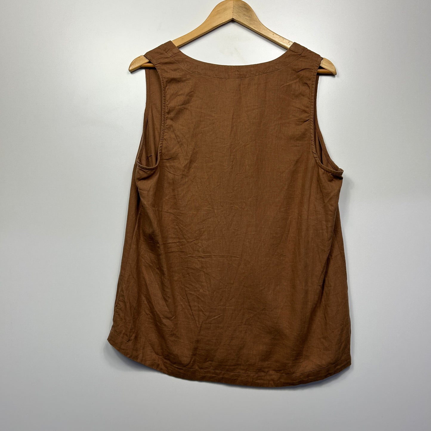 Anko Top Size 16 Sleeveless Linen Blend Tan