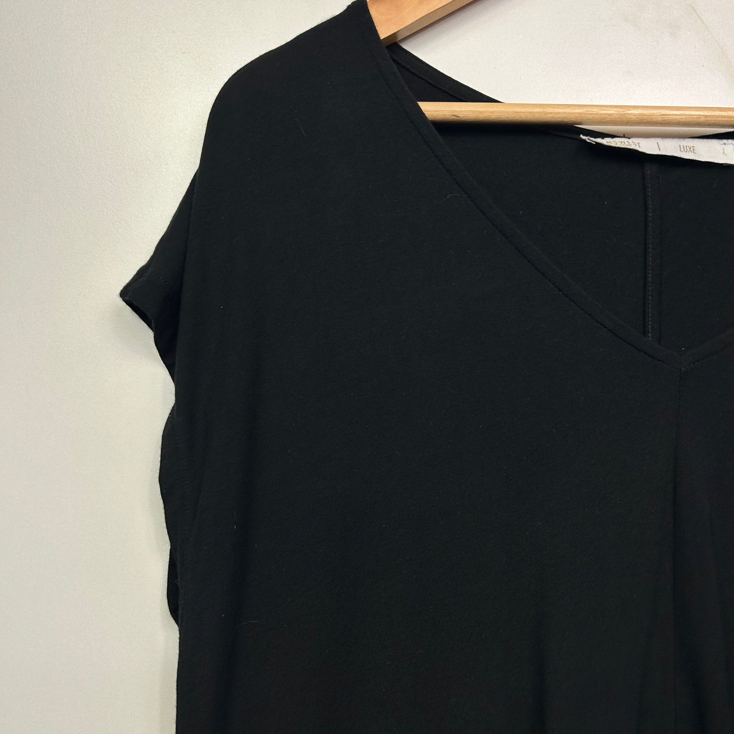 Jeanswest Luxe Top Size 14 Large Black Short Sleeve