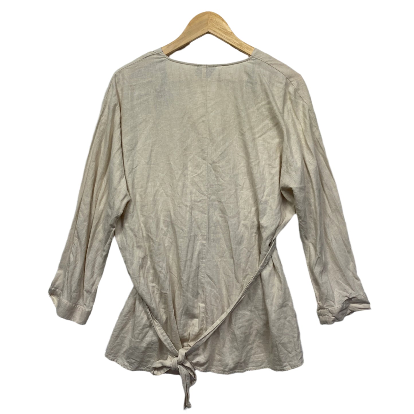 Sussan Linen Top Size 14 Biege Long Sleeve