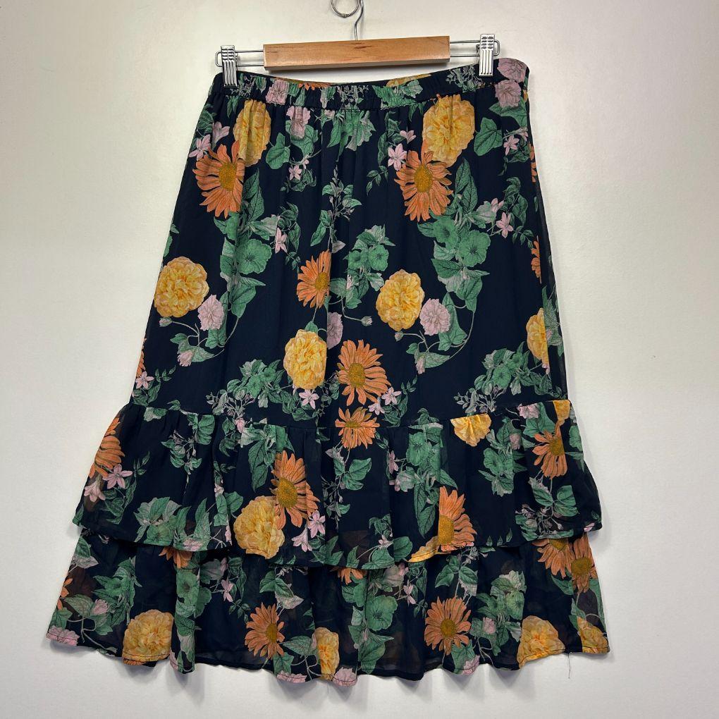 Jacqui E Multicoloured Print Skirt - Size 18