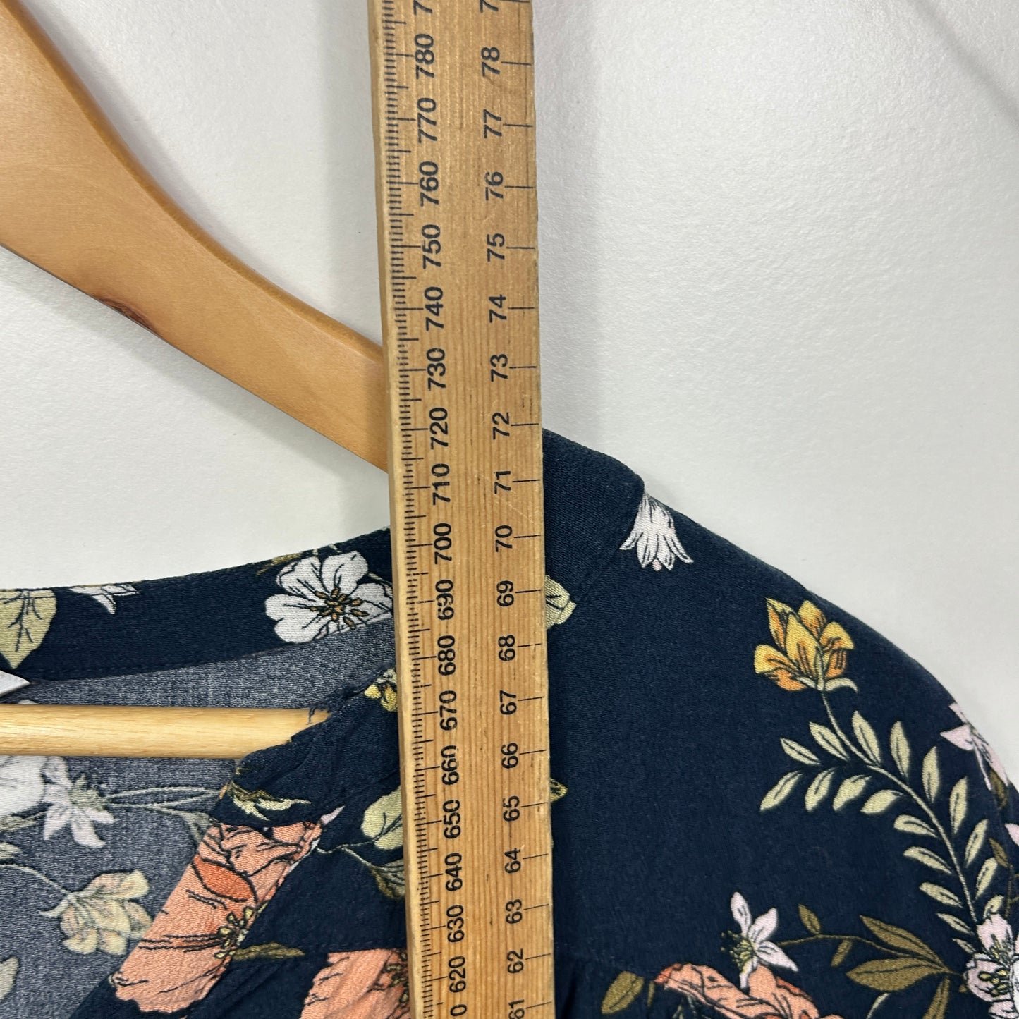 Target Navy Blue Multicoloured Floral Print Top - Size 18