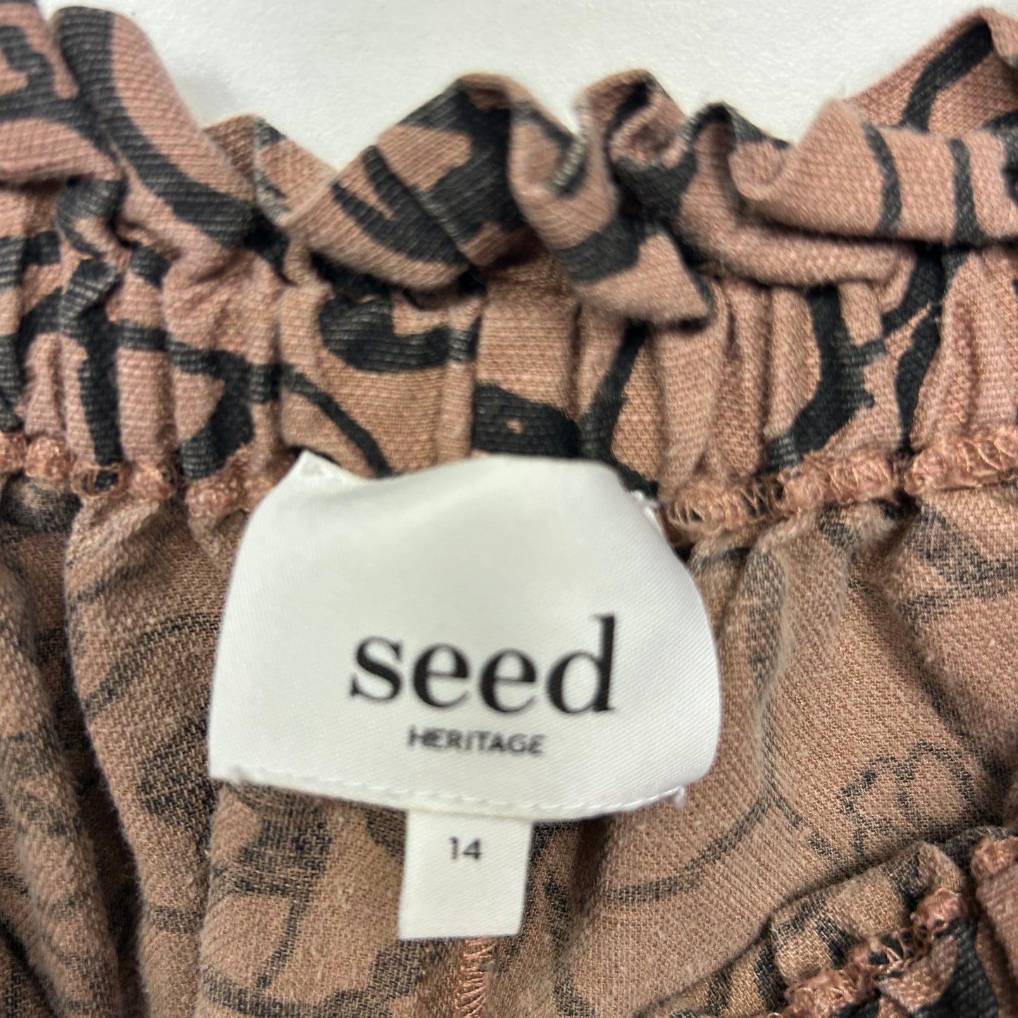 Seed Heritage Top Size 14 Linen Blend Chocolate Floral