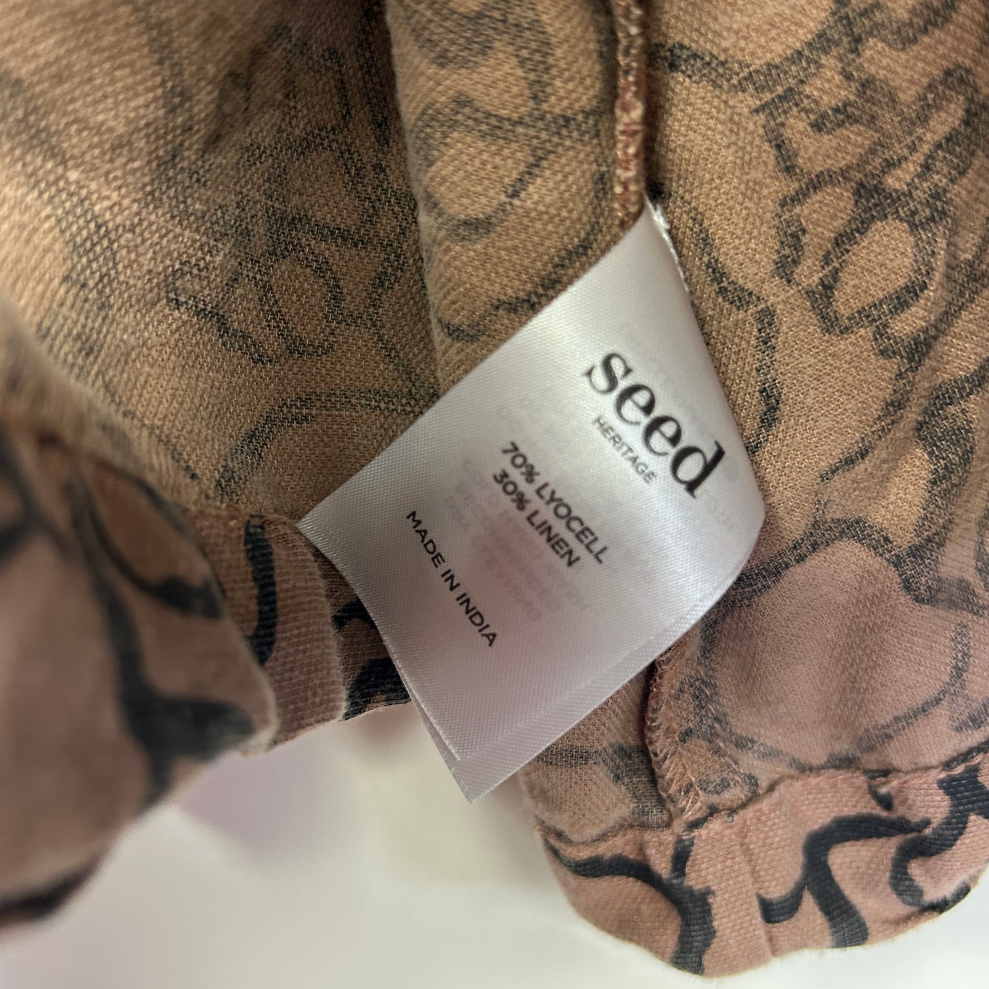 Seed Heritage Top Size 14 Linen Blend Chocolate Floral