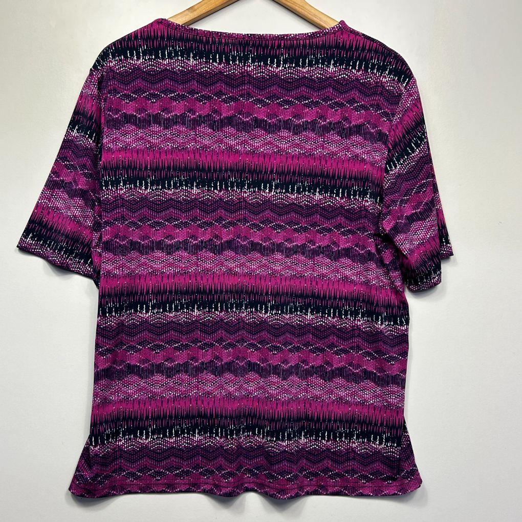 Black Pepper Pink and Black Print Top - Size 16