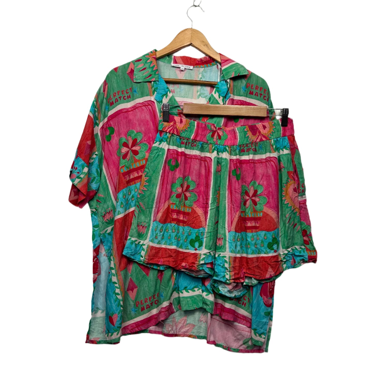 Label of Love Top & Shorts Set Size Medium Large 12 14 Multicoloured