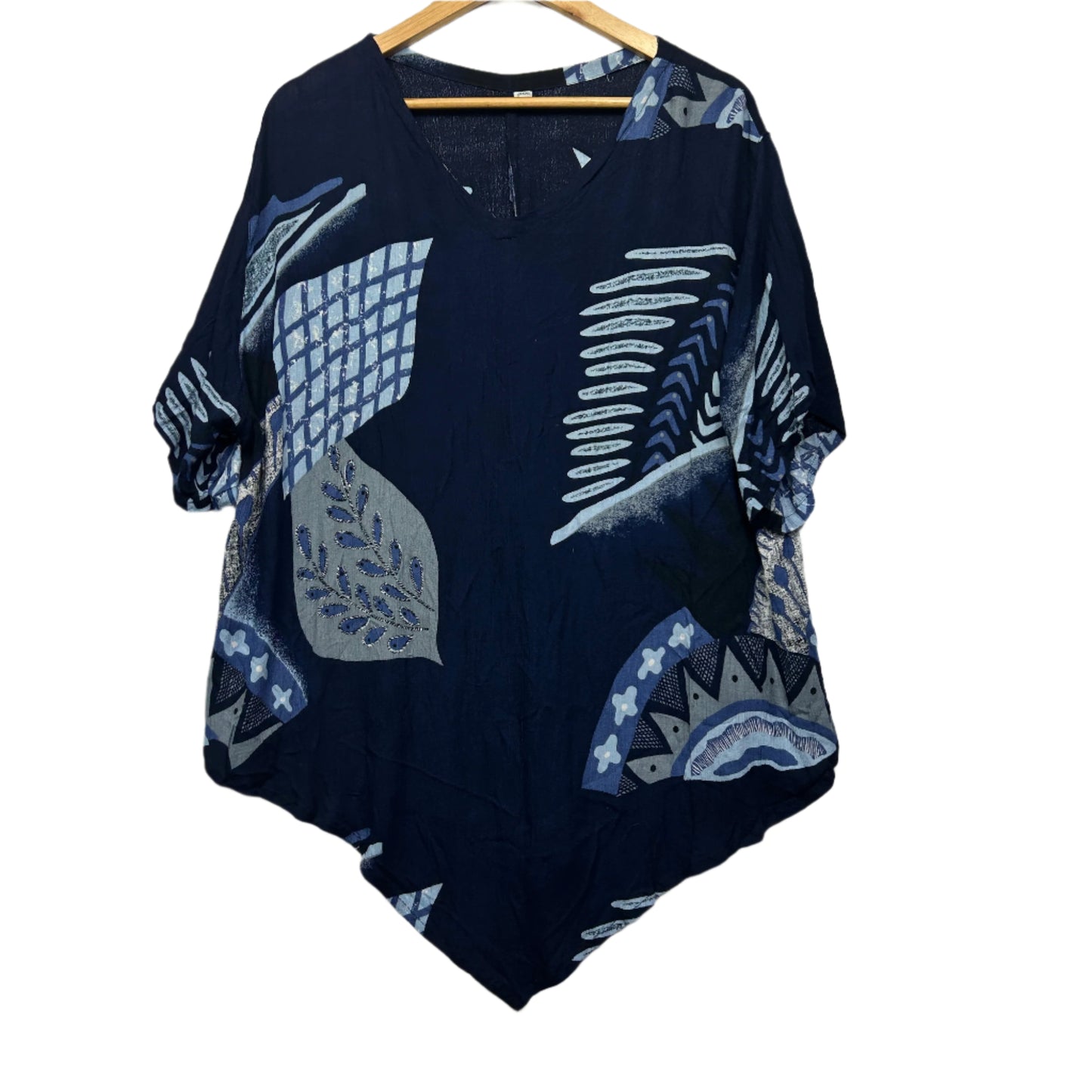 Blue Tunic Top Size 16 18 20 Blue Short Sleeve Rayon