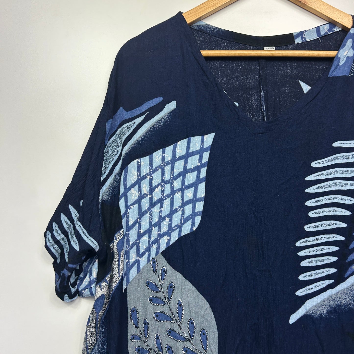 Blue Tunic Top Size 16 18 20 Blue Short Sleeve Rayon