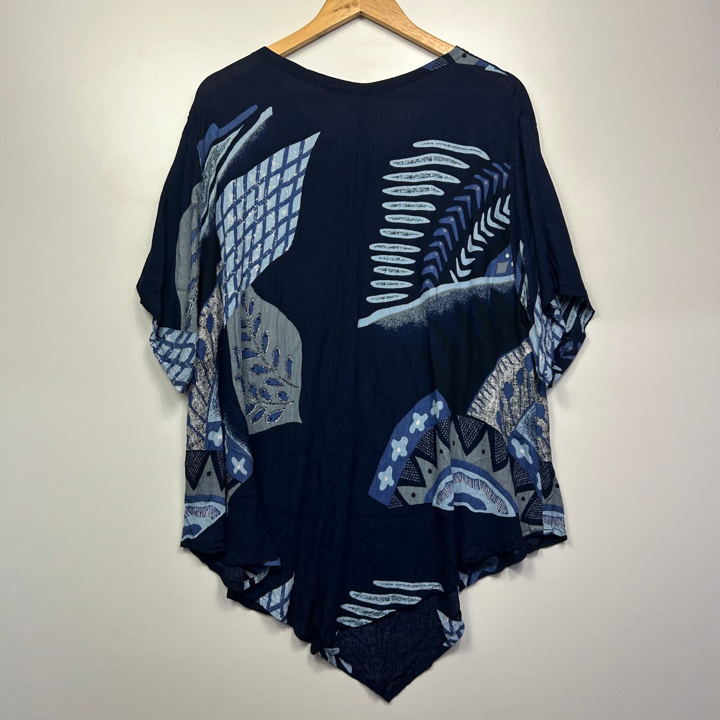 Blue Tunic Top Size 16 18 20 Blue Short Sleeve Rayon