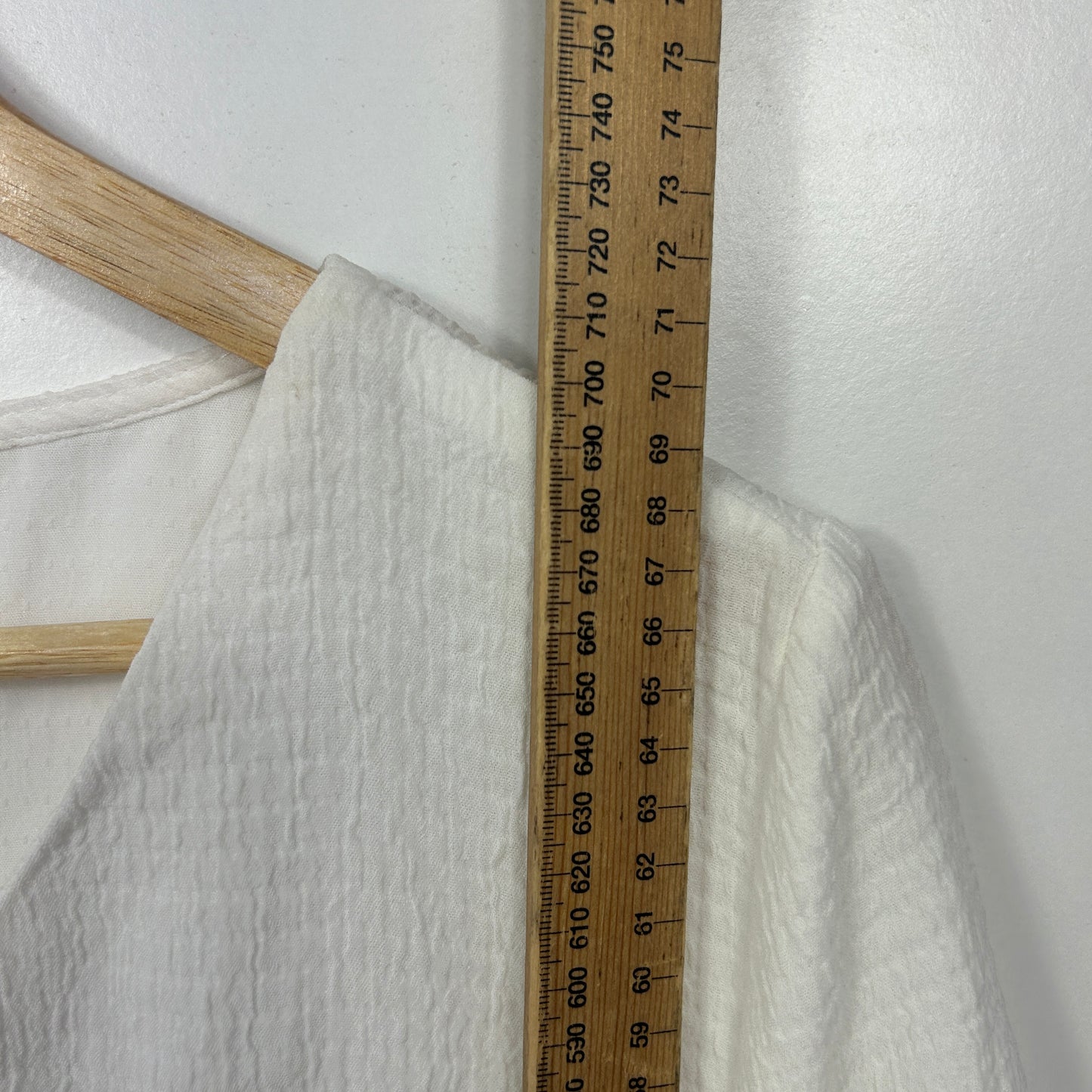 Khoko White Textured Bell Sleeve Top - Size 14/16