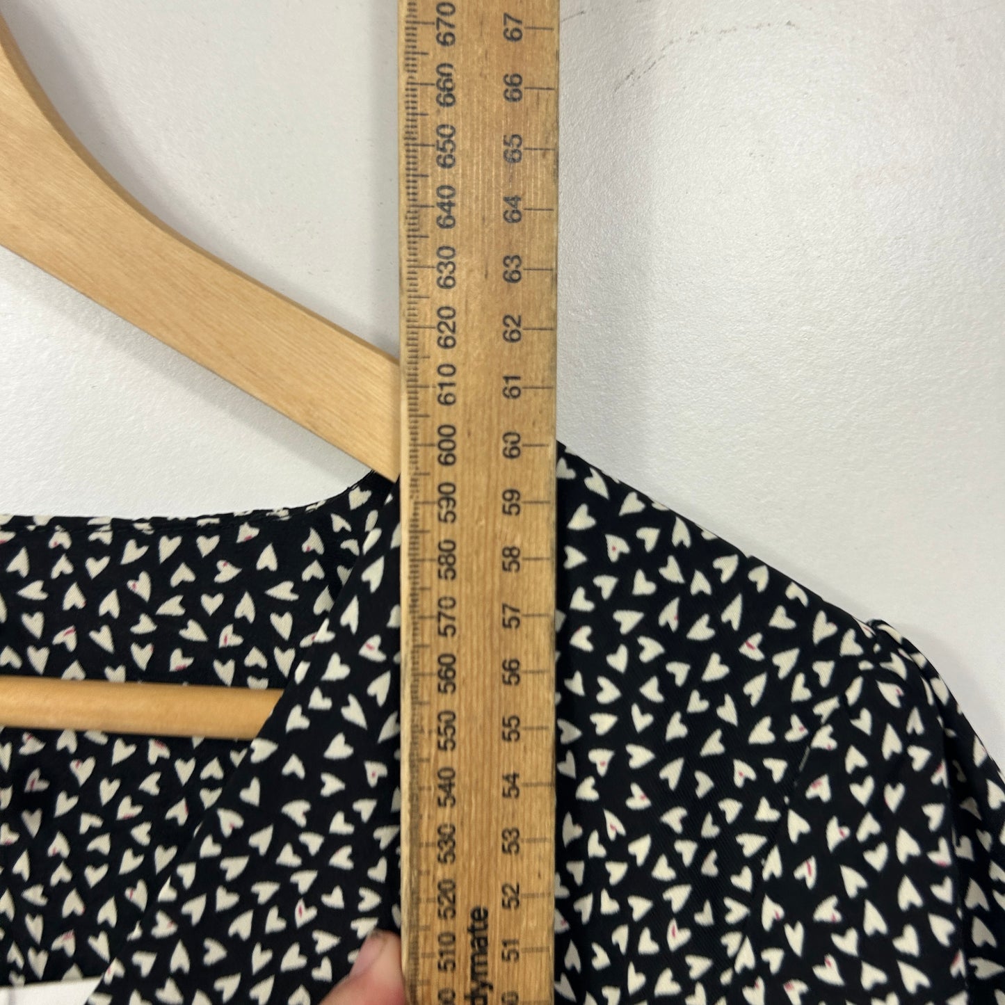 Portmans Black White Ditsy Heart Print Top - Size 16