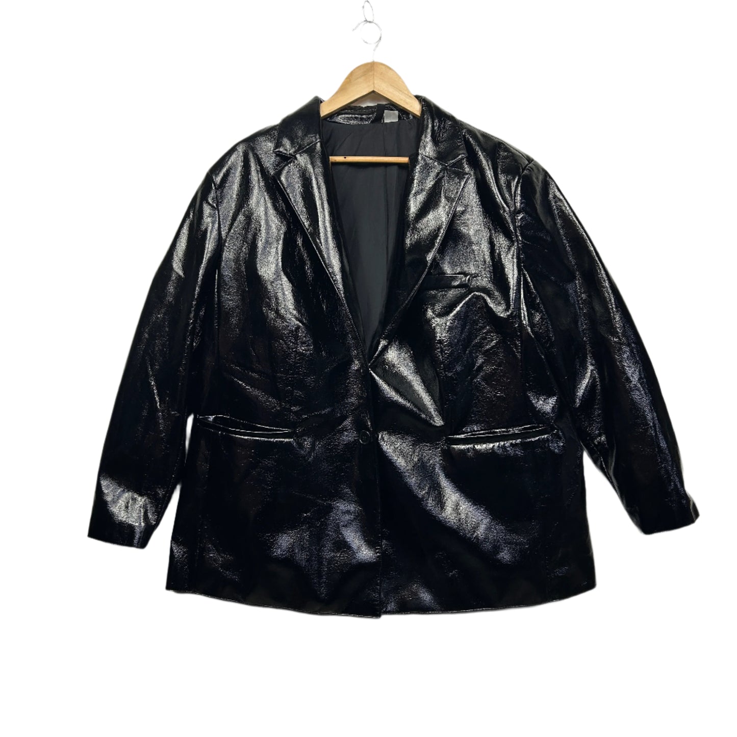 H&M Divided Jacket Size 16 XL Black Shiny Long Sleeve