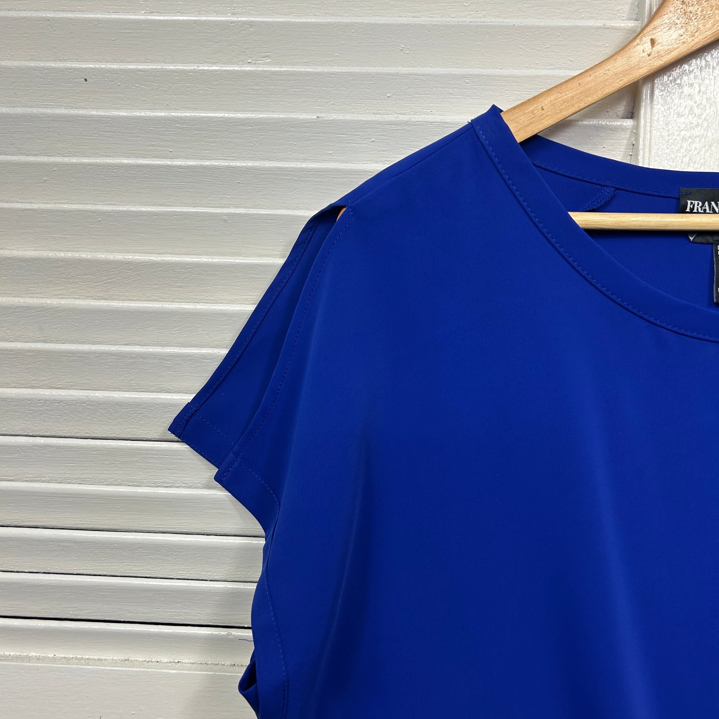 Frank Lyman Top Size 14 16 Blue Short Sleeve