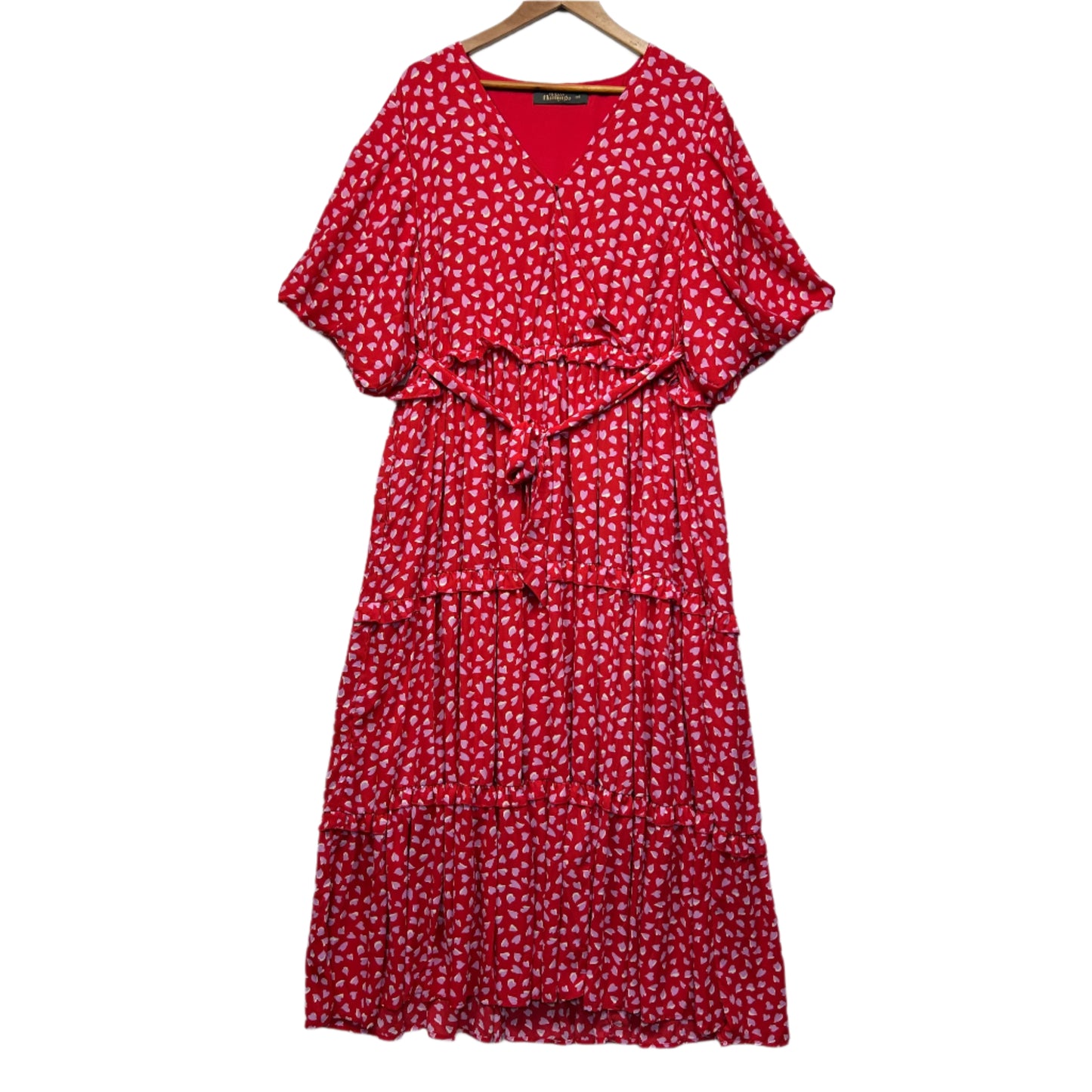 Friday Flamingo Maxi Dress Size 22 (5) Pink Purple Hearts Pockets