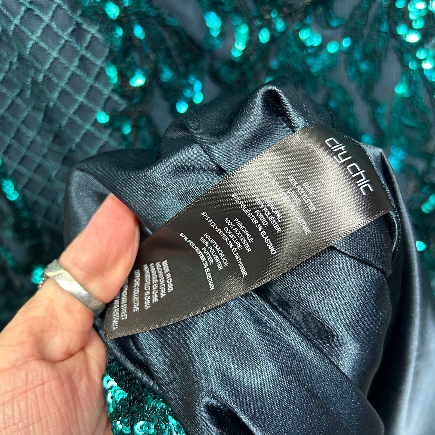 City Chic Sequin Dress Size 24 26 Green Formal Evening New RRP $199.95