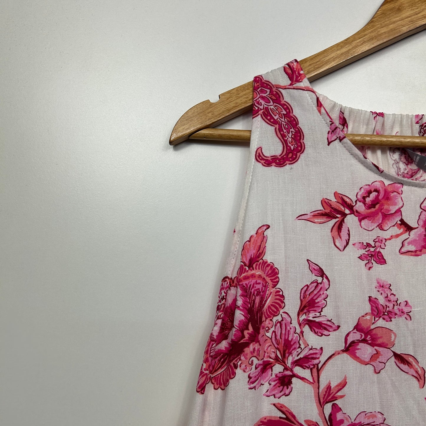 Katies Maxi Dress Size 14 Floral Pink Florals Sleeveless Linen Blend New