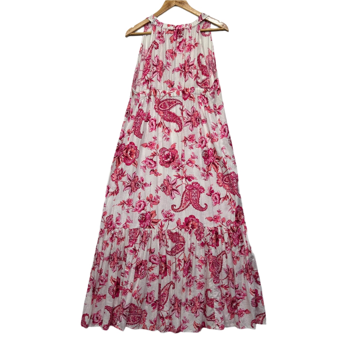 Katies Maxi Dress Size 14 Floral Pink Florals Sleeveless Linen Blend New