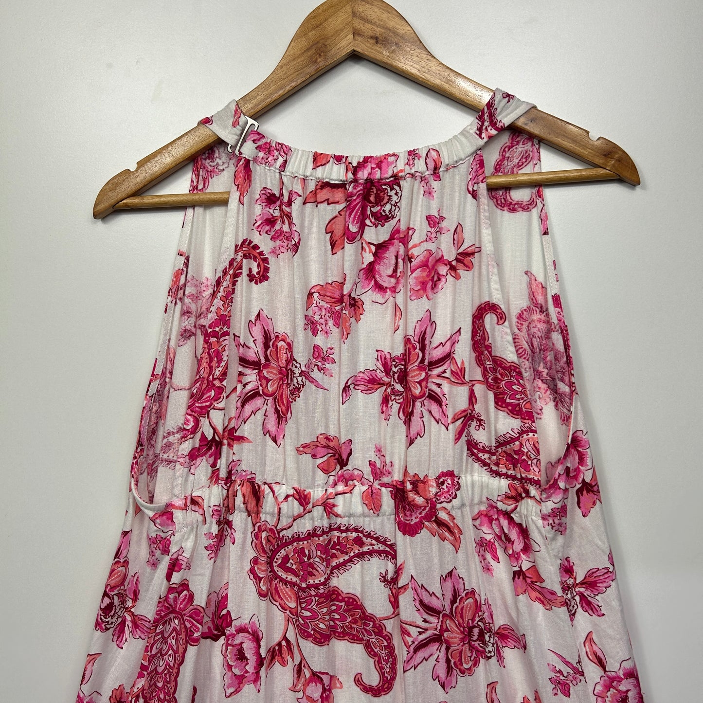 Katies Maxi Dress Size 14 Floral Pink Florals Sleeveless Linen Blend New