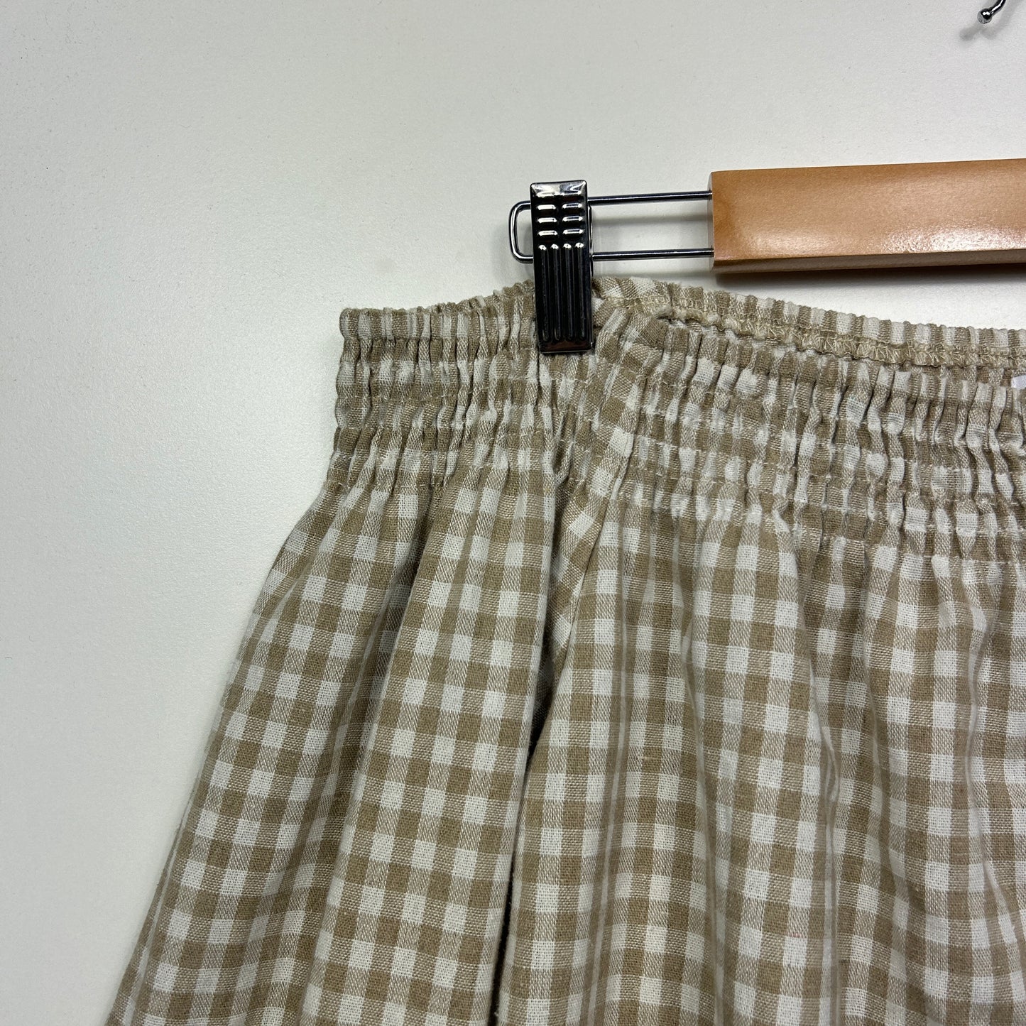Toby Heart Ginger Linen Top Size 14 Large Gingham Check Off the Shoulder Long Sleeve