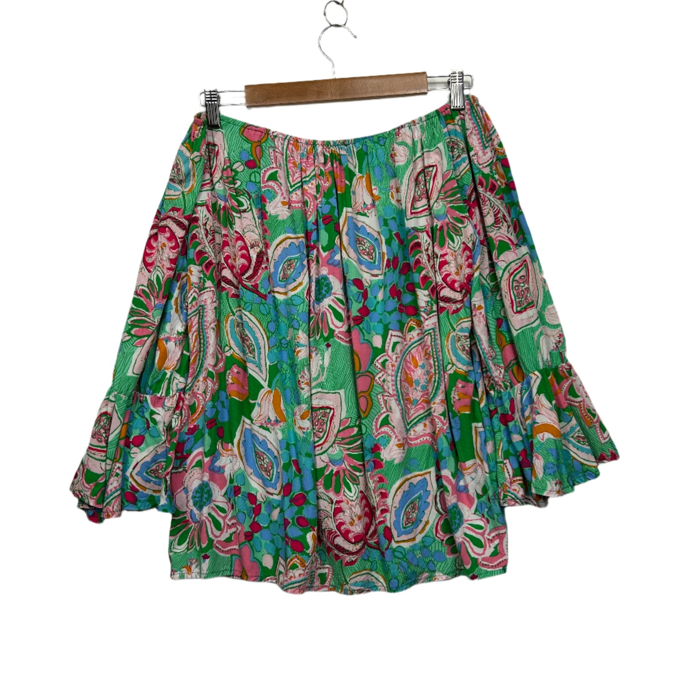Willow Tree Top Size 14 Multicoloured Floral Long Bell Sleeve