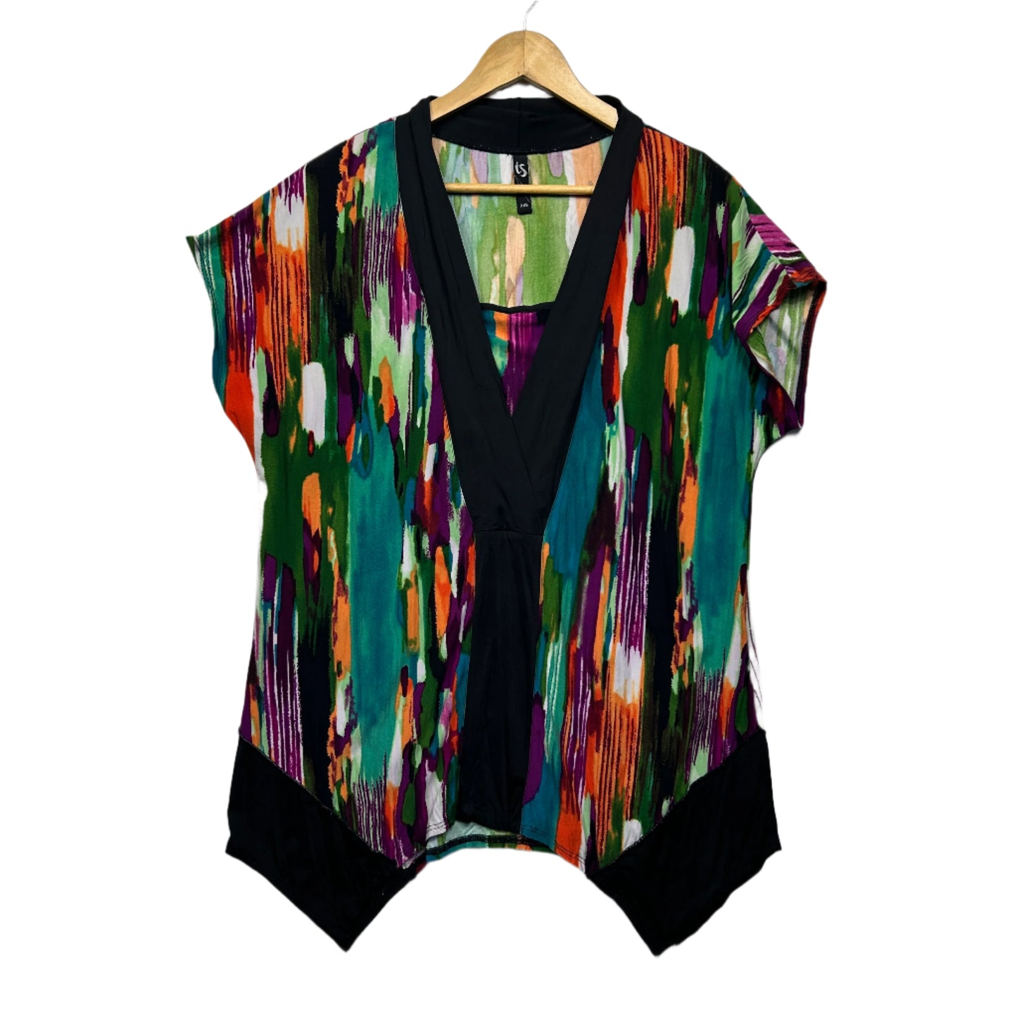 Taking Shape Top Size 12 14 XXS Short Sleeve Multicoloured