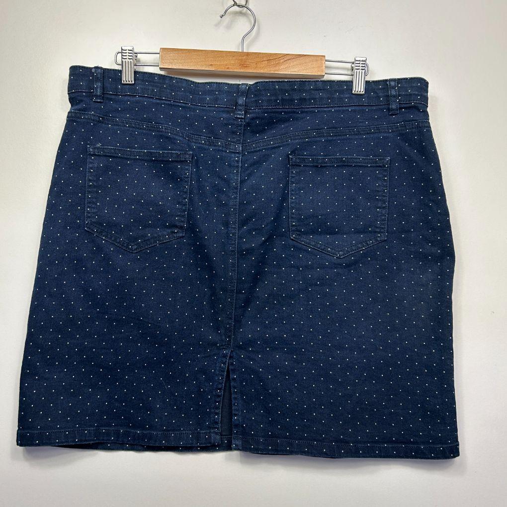 Rockmans Navy Cotton Denim Skirt - Size 18
