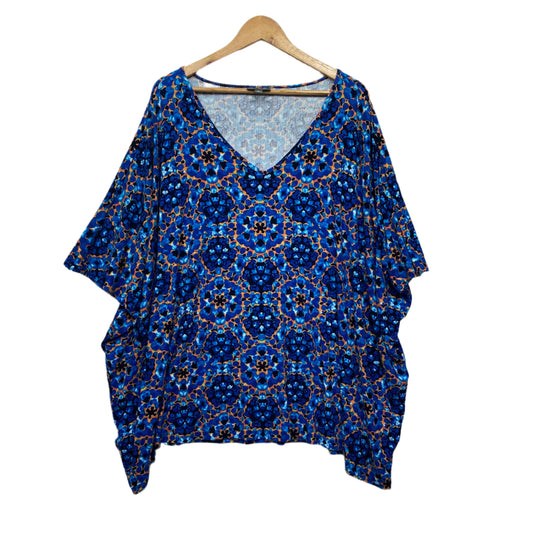 Autograph Tunic Top Size 14 Large Blue Short Sleeve