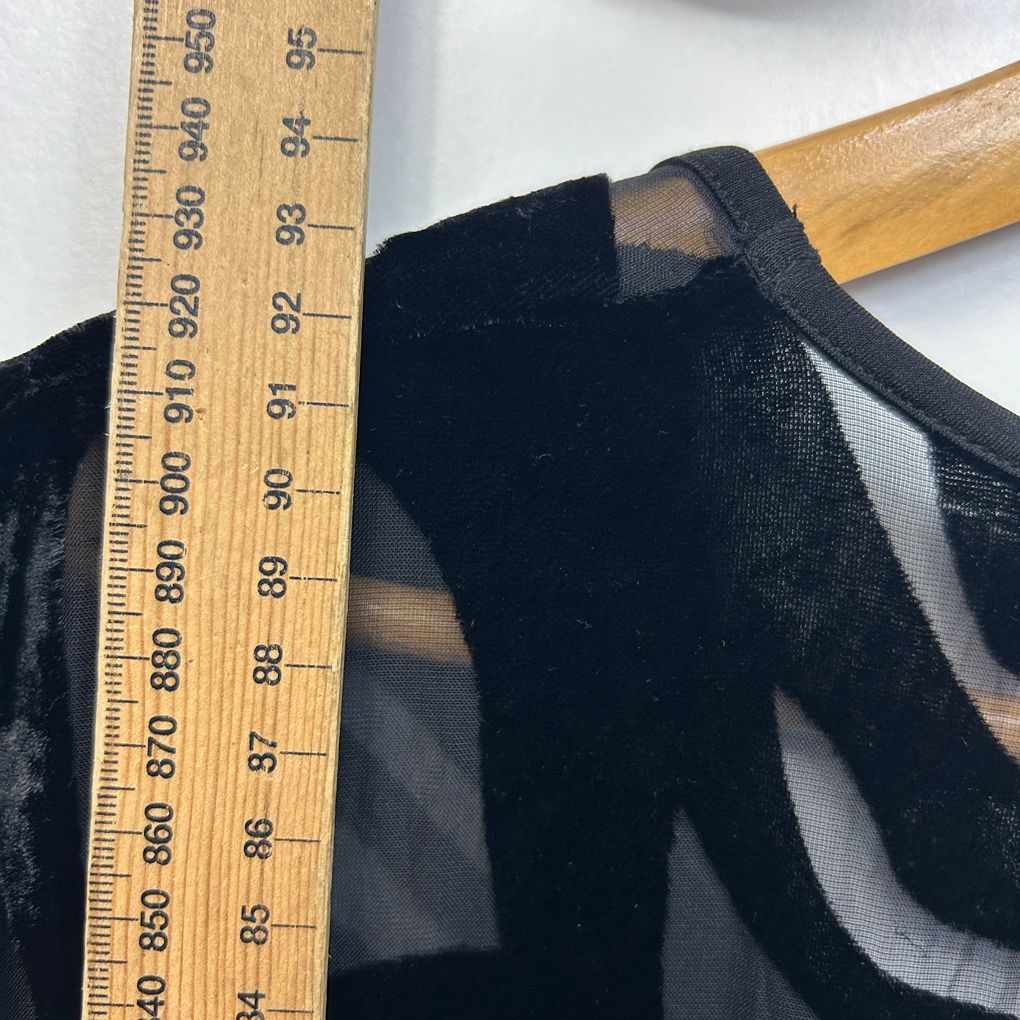 Taking Shape Black Velvet Burnout Sheer Top - Size 16/18