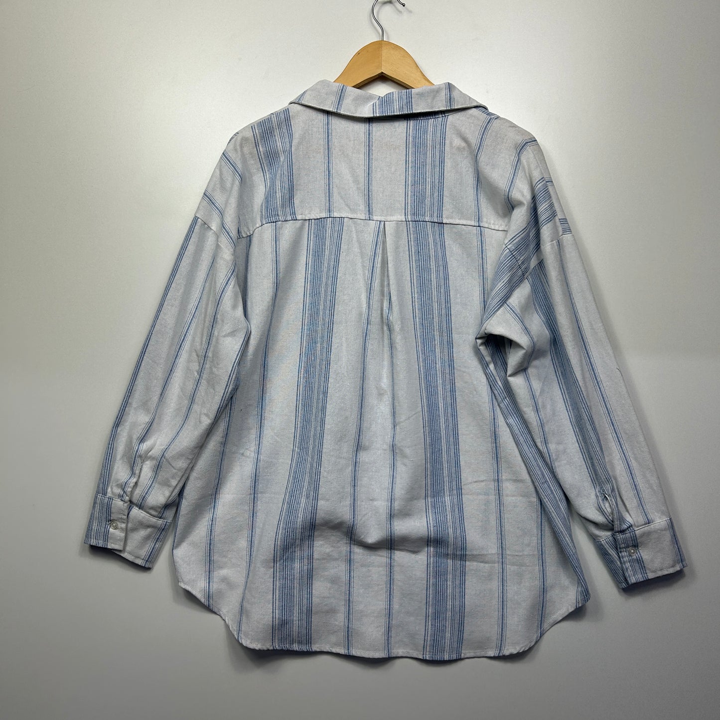 Ci Sono Top Size 16 XL Long Sleeve Blue White Striped Cotton Blend