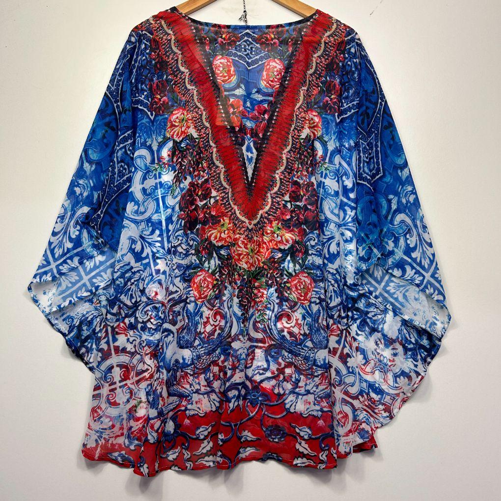 Beme Red Paisley Kaftan - Size L/XL