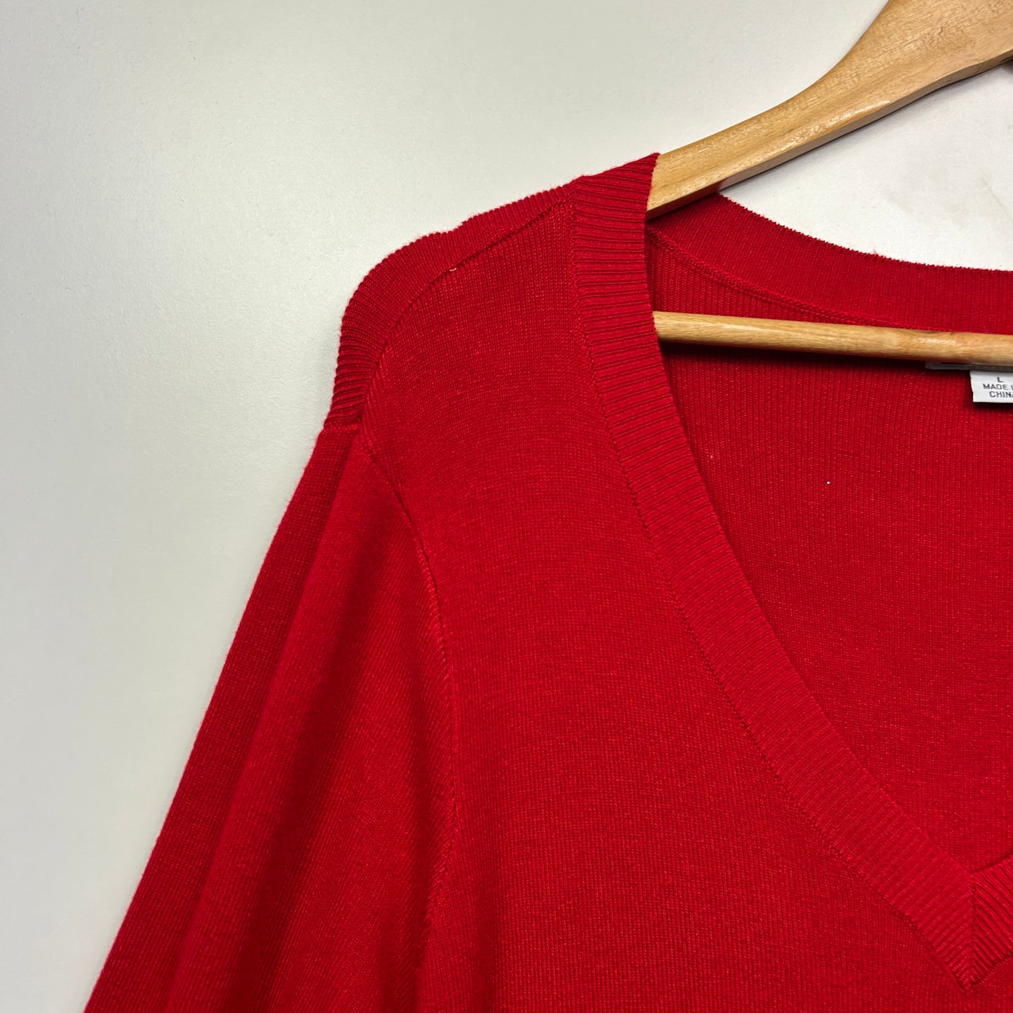 Rockmans Top Size 14 Larger Red Long Sleeve Asymmetric Hem