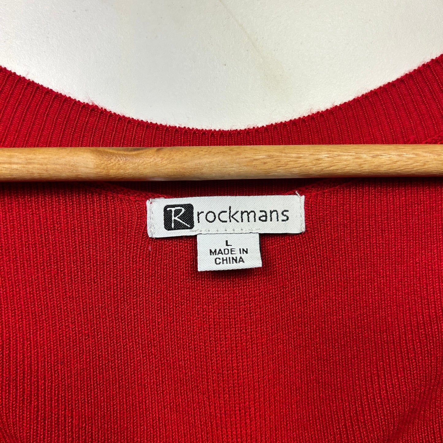 Rockmans Top Size 14 Larger Red Long Sleeve Asymmetric Hem