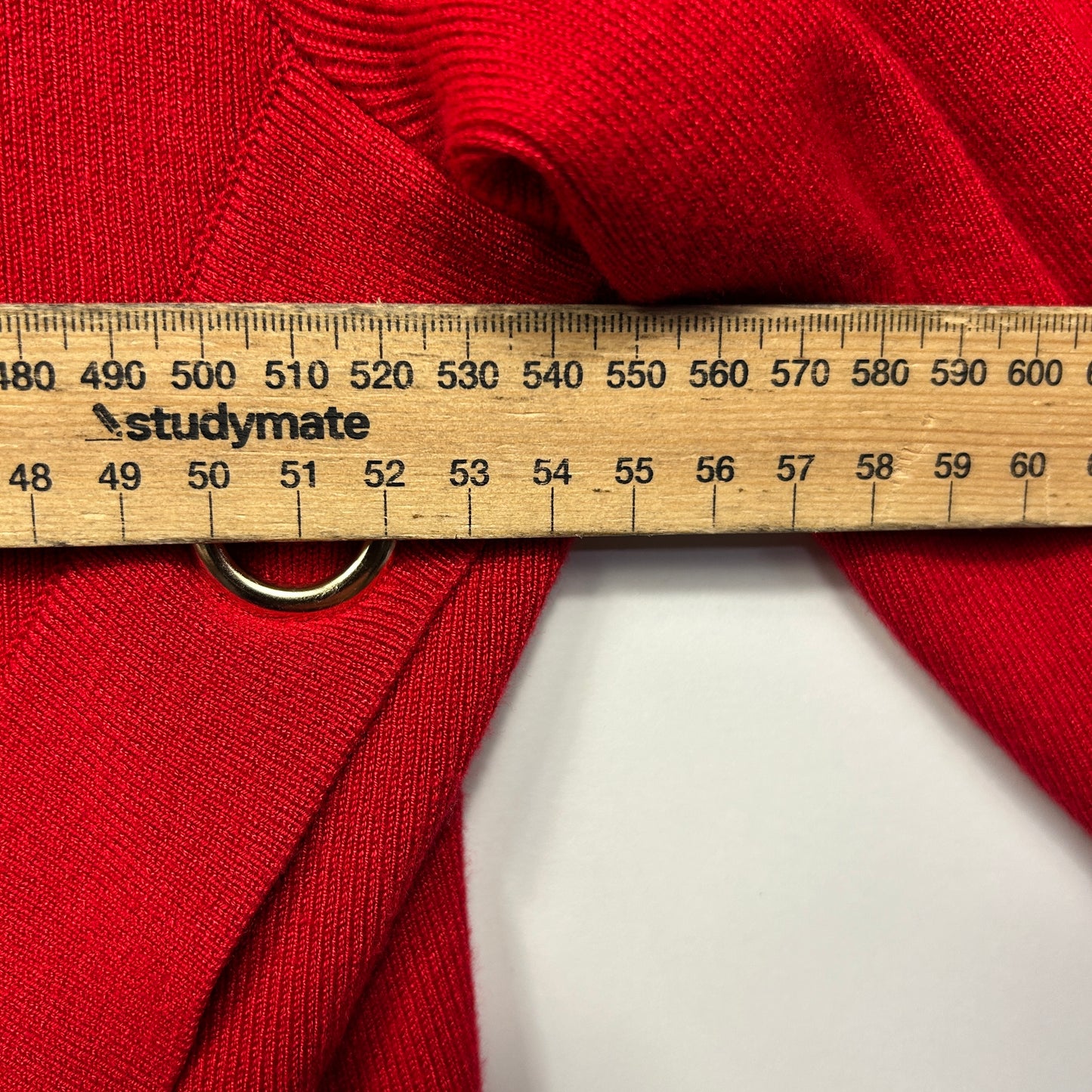 Rockmans Top Size 14 Larger Red Long Sleeve Asymmetric Hem