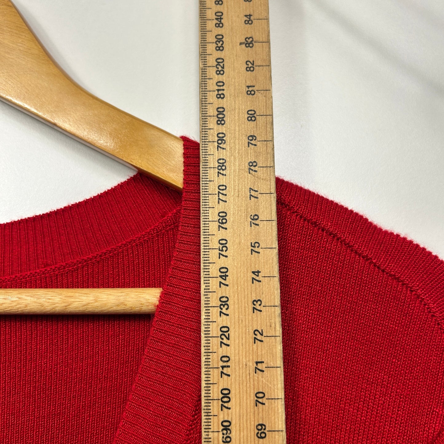 Rockmans Top Size 14 Larger Red Long Sleeve Asymmetric Hem