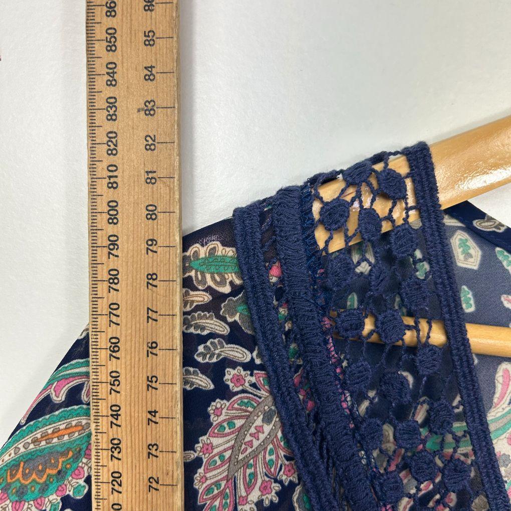 Boho Australia Navy Paisley Sheer Kaften Top - One Size