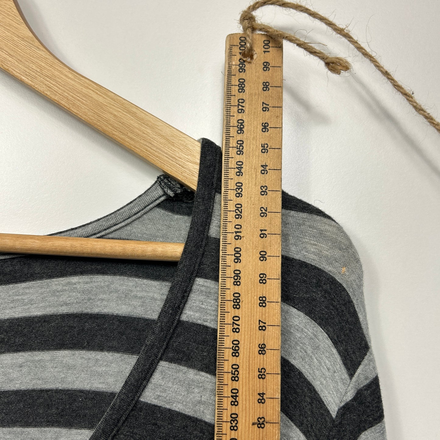 Witchery Top Size Large 14 Grey Black Striped Long Sleeve
