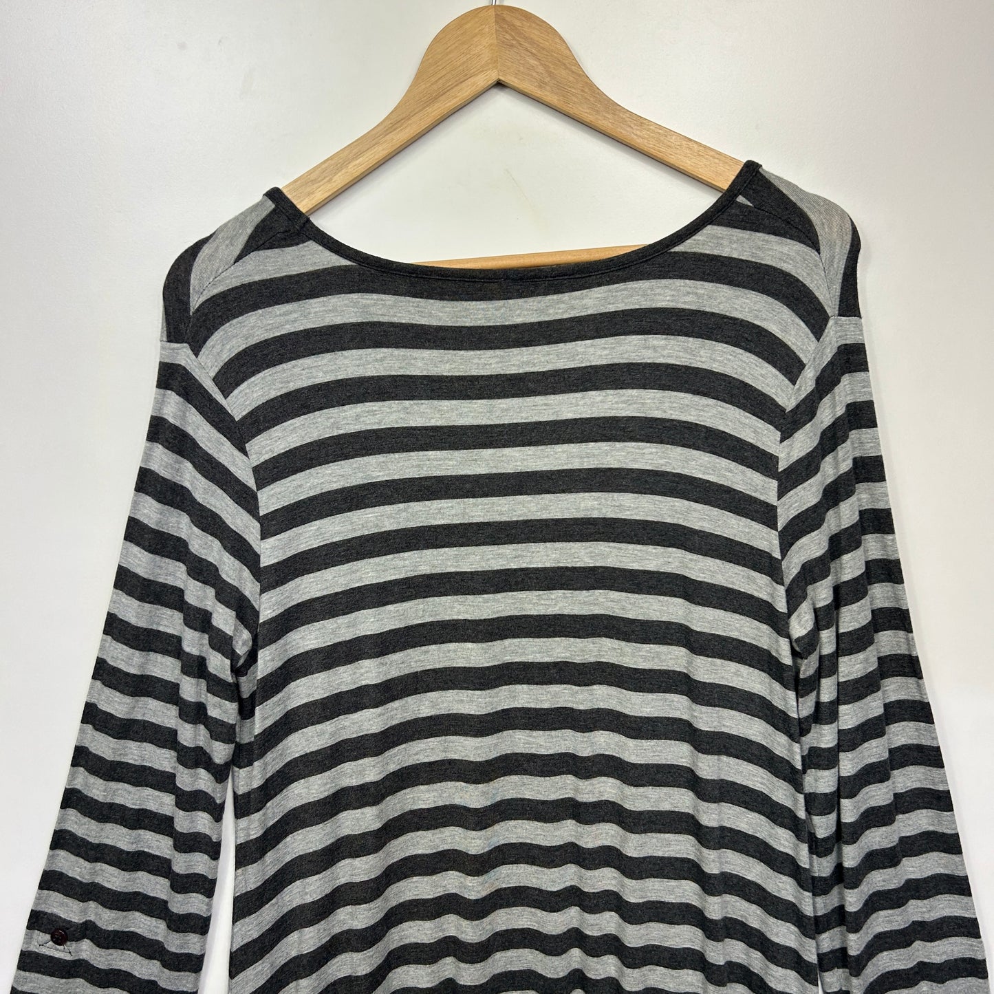 Witchery Top Size Large 14 Grey Black Striped Long Sleeve